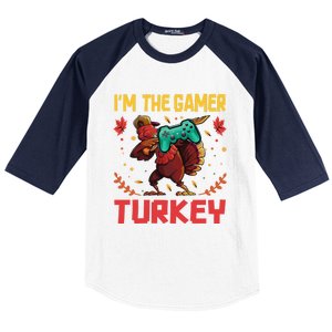 Im The Gamer Turkey Video Gaming Happy Funny Thanksgiving Gift Baseball Sleeve Shirt