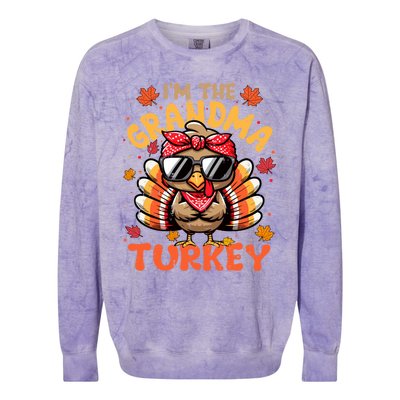 IM The Grandma Turkey Matching 2024 Family Thanksgiving Funny Gift Colorblast Crewneck Sweatshirt