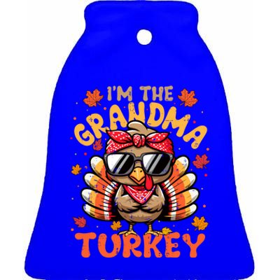 IM The Grandma Turkey Matching 2024 Family Thanksgiving Funny Gift Ceramic Bell Ornament