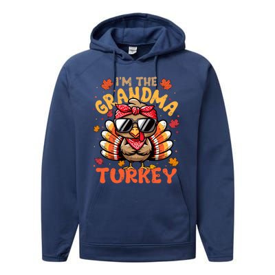 IM The Grandma Turkey Matching 2024 Family Thanksgiving Funny Gift Performance Fleece Hoodie