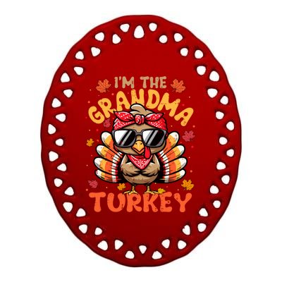 IM The Grandma Turkey Matching 2024 Family Thanksgiving Funny Gift Ceramic Oval Ornament