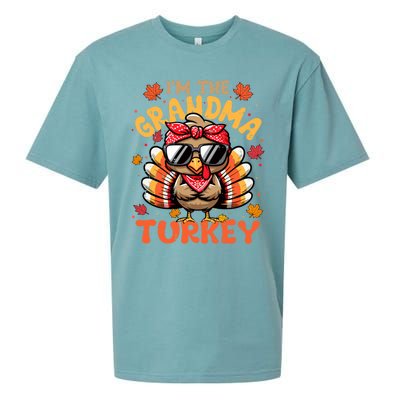 IM The Grandma Turkey Matching 2024 Family Thanksgiving Funny Gift Sueded Cloud Jersey T-Shirt