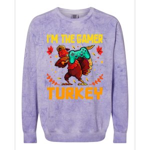 Im The Gamer Turkey Video Gaming Funny Thanksgiving Gift Colorblast Crewneck Sweatshirt