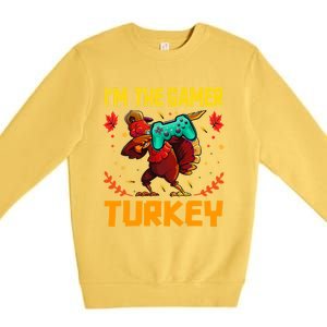 Im The Gamer Turkey Video Gaming Funny Thanksgiving Gift Premium Crewneck Sweatshirt