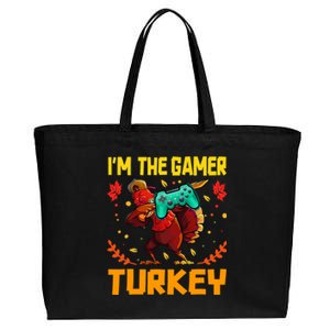 Im The Gamer Turkey Video Gaming Funny Thanksgiving Gift Cotton Canvas Jumbo Tote