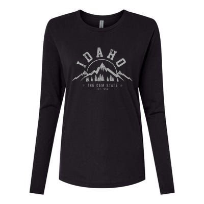 Idaho The Gem State Est. 1890 Vintage Mountains Womens Cotton Relaxed Long Sleeve T-Shirt