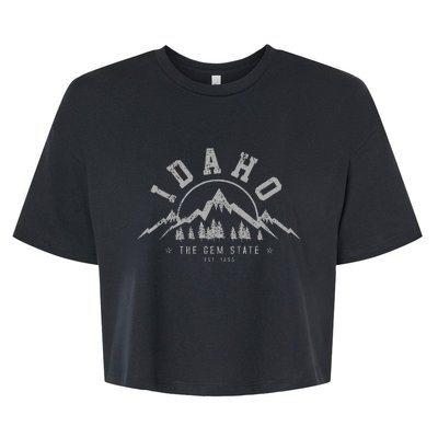 Idaho The Gem State Est. 1890 Vintage Mountains Bella+Canvas Jersey Crop Tee