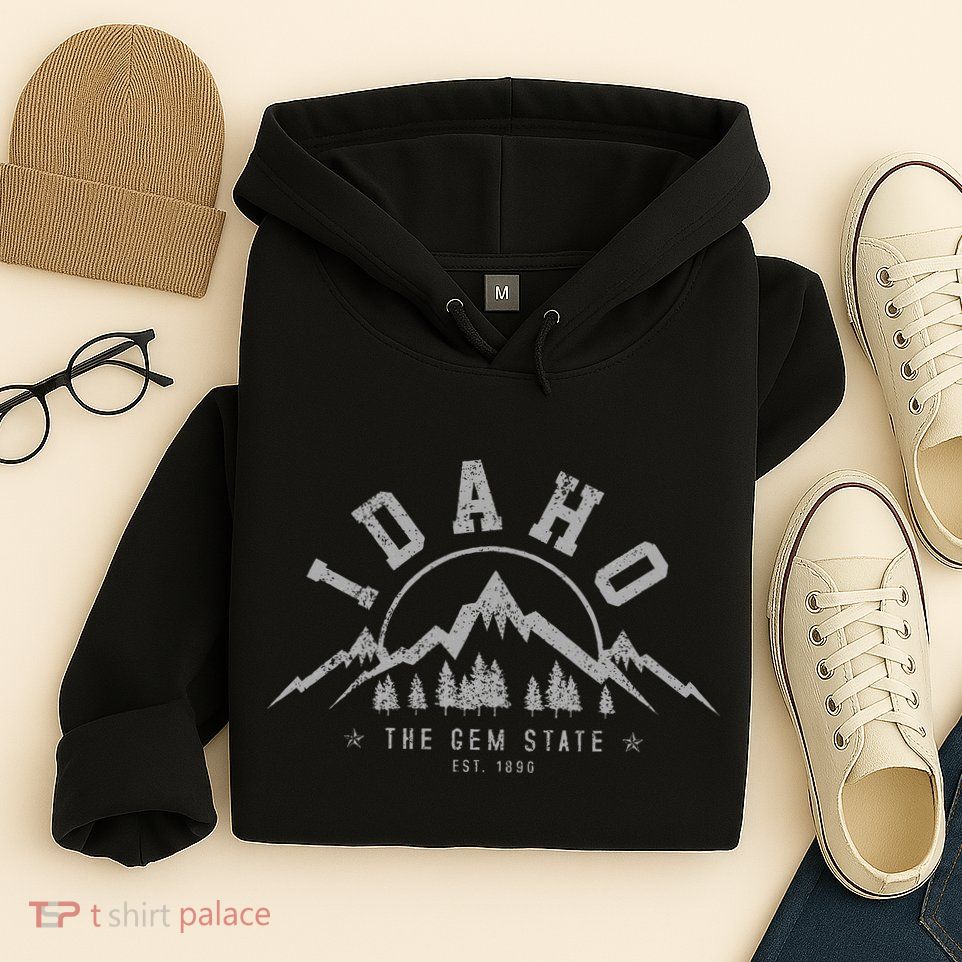 Idaho The Gem State Est. 1890 Vintage Mountains Hoodie