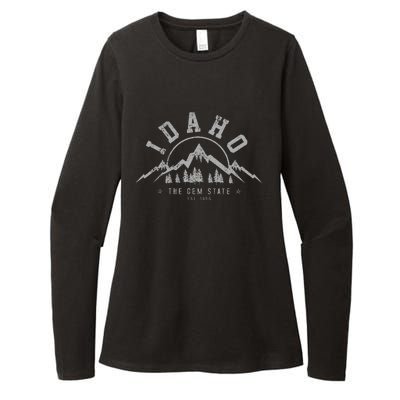 Idaho The Gem State Est. 1890 Vintage Mountains Womens CVC Long Sleeve Shirt