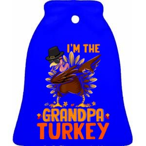 Im The Grandpa Turkey Thanksgiving Dabbing Turkey Family Funny Gift Ceramic Bell Ornament