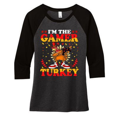 I'm The Gamer Turkey Gaming Boys Happy Funny Thanksgiving Women's Tri-Blend 3/4-Sleeve Raglan Shirt