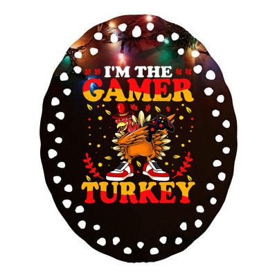 I'm The Gamer Turkey Gaming Boys Happy Funny Thanksgiving Ceramic Oval Ornament