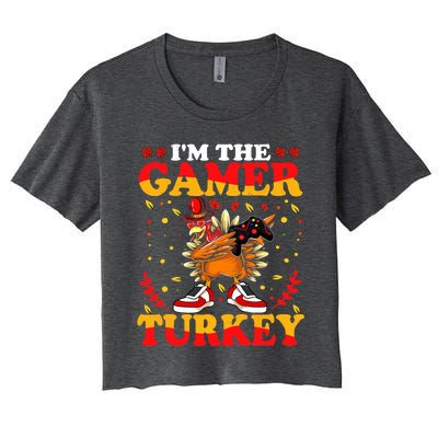 I'm The Gamer Turkey Gaming Boys Happy Funny Thanksgiving Women's Crop Top Tee