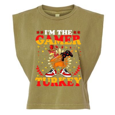 I'm The Gamer Turkey Gaming Boys Happy Funny Thanksgiving Garment-Dyed Women's Muscle Tee