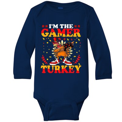 I'm The Gamer Turkey Gaming Boys Happy Funny Thanksgiving Baby Long Sleeve Bodysuit