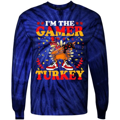 I'm The Gamer Turkey Gaming Boys Happy Funny Thanksgiving Tie-Dye Long Sleeve Shirt