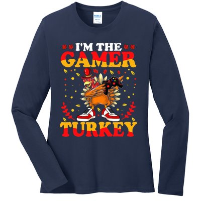 I'm The Gamer Turkey Gaming Boys Happy Funny Thanksgiving Ladies Long Sleeve Shirt