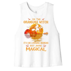 Im The Grandma Witch Its Like A Normal Grandma Halloween Gift Women's Racerback Cropped Tank