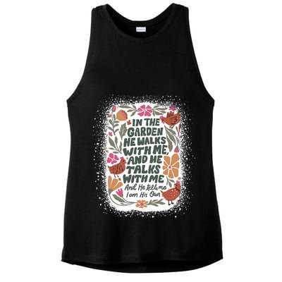 In The Garden He Walks With Me And He Talks With Me Funny Ladies PosiCharge Tri-Blend Wicking Tank