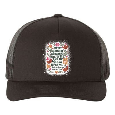 In The Garden He Walks With Me And He Talks With Me Funny Yupoong Adult 5-Panel Trucker Hat