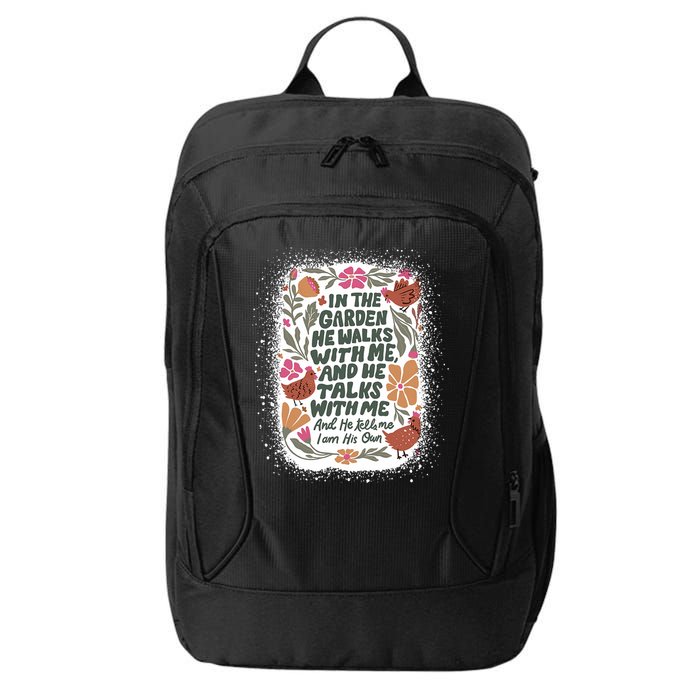 In The Garden He Walks With Me And He Talks With Me Funny City Backpack