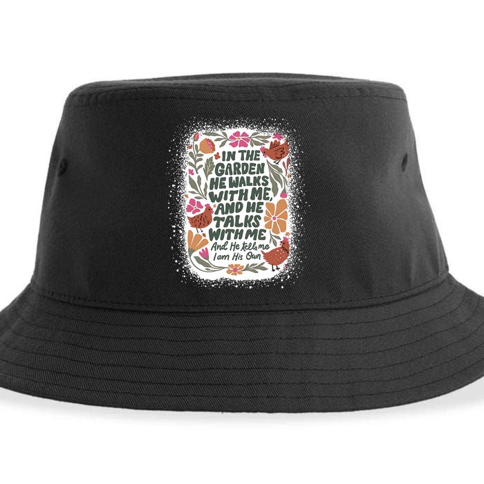 In The Garden He Walks With Me And He Talks With Me Funny Sustainable Bucket Hat