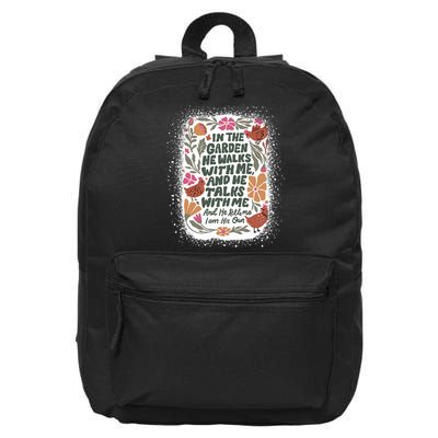 In The Garden He Walks With Me And He Talks With Me Funny 16 in Basic Backpack