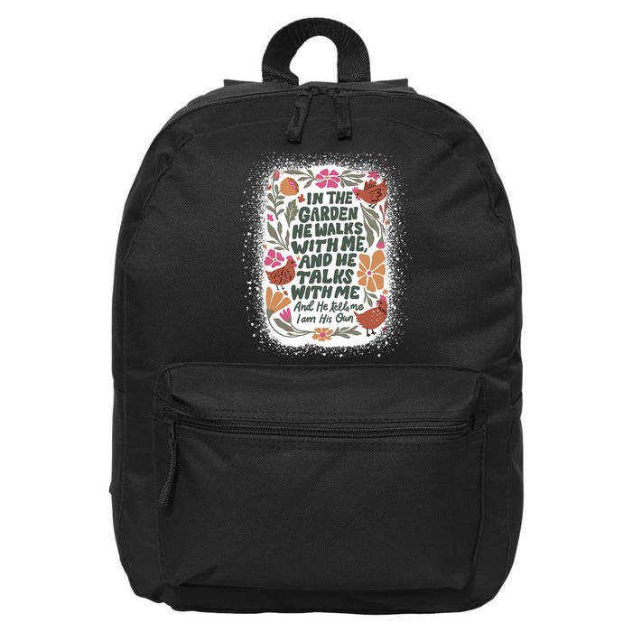 In The Garden He Walks With Me And He Talks With Me Funny 16 in Basic Backpack