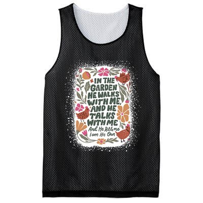 In The Garden He Walks With Me And He Talks With Me Funny Mesh Reversible Basketball Jersey Tank