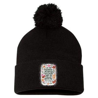 In The Garden He Walks With Me And He Talks With Me Funny Pom Pom 12in Knit Beanie