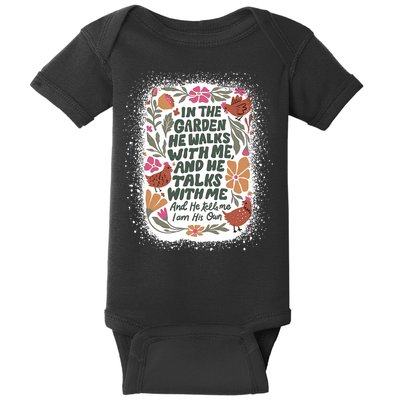 In The Garden He Walks With Me And He Talks With Me Funny Baby Bodysuit