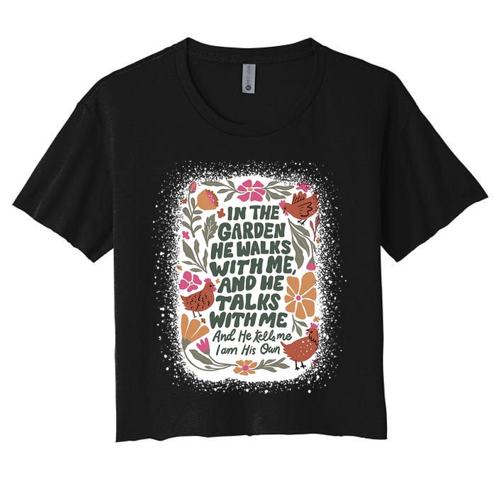 In The Garden He Walks With Me And He Talks With Me Funny Crop Top