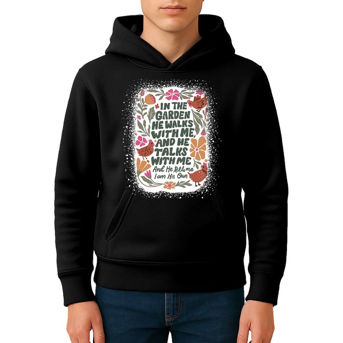 In The Garden He Walks With Me And He Talks With Me Funny Kids Hoodie