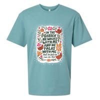 In The Garden He Walks With Me And He Talks With Me Funny Sueded Cloud Jersey T-Shirt