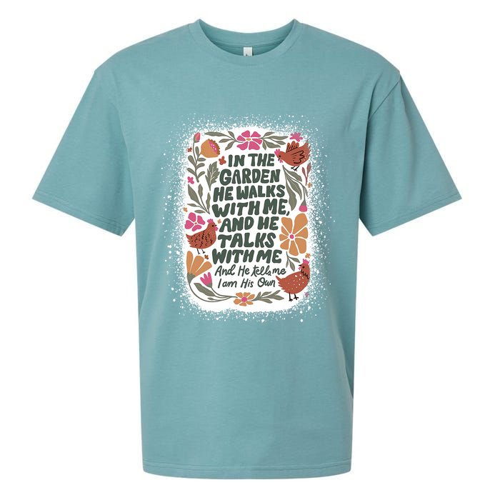 In The Garden He Walks With Me And He Talks With Me Funny Sueded Cloud Jersey T-Shirt