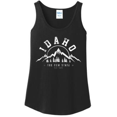 Idaho The Gem State Est 1890 Vintage Mountains Ladies Essential Tank