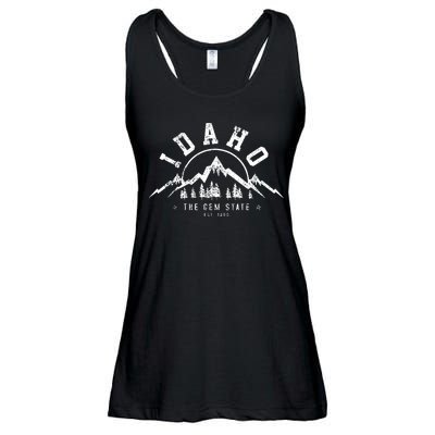 Idaho The Gem State Est 1890 Vintage Mountains Ladies Essential Flowy Tank