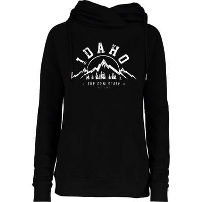 Idaho The Gem State Est 1890 Vintage Mountains Womens Funnel Neck Pullover Hood