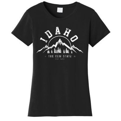 Idaho The Gem State Est 1890 Vintage Mountains Women's T-Shirt