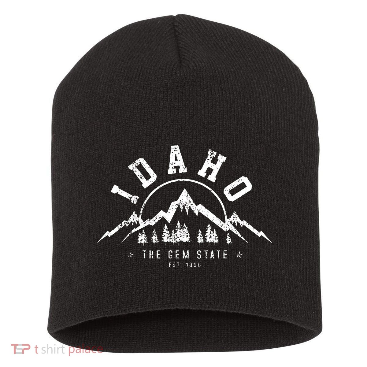 Idaho The Gem State Est 1890 Vintage Mountains Short Acrylic Beanie