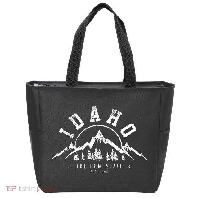 Idaho The Gem State Est 1890 Vintage Mountains Zip Tote Bag