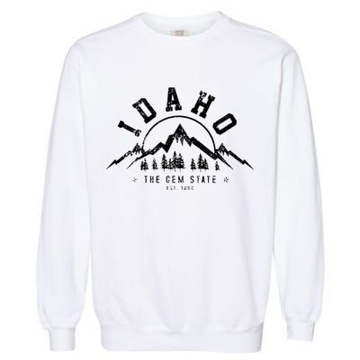Idaho The Gem State Est 1890 Vintage Mountains Garment-Dyed Sweatshirt