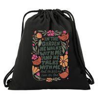 In The Garden He Walks With Me And He Talks With Me Drawstring Bag