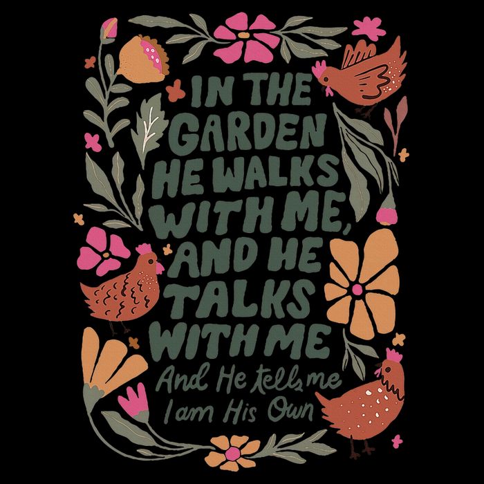 In The Garden He Walks With Me And He Talks With Me Drawstring Bag