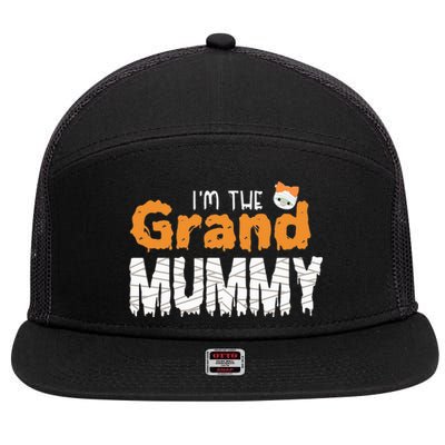 Im The Grand Mummy Funny Grandma Family Halloween 7 Panel Mesh Trucker Snapback Hat