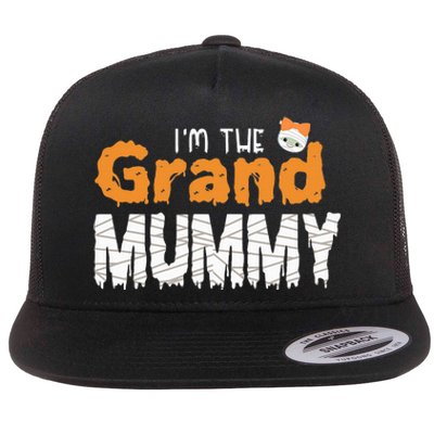 Im The Grand Mummy Funny Grandma Family Halloween Flat Bill Trucker Hat