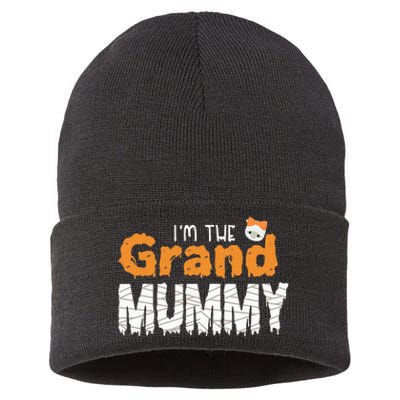 Im The Grand Mummy Funny Grandma Family Halloween Sustainable Knit Beanie