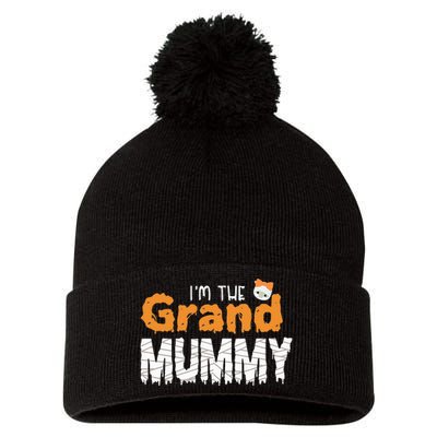 Im The Grand Mummy Funny Grandma Family Halloween Pom Pom 12in Knit Beanie