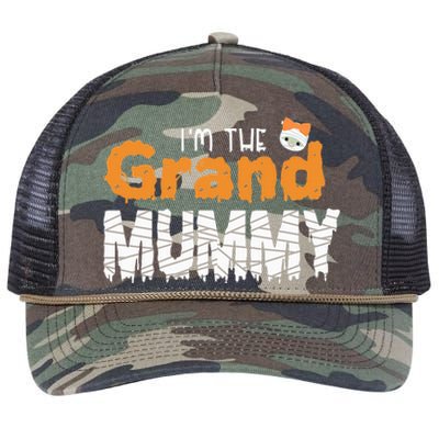 Im The Grand Mummy Funny Grandma Family Halloween Retro Rope Trucker Hat Cap