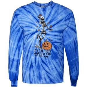 Its The Greatest Time Of The Year Funny Skeleton Halloween Cute Gift Tie-Dye Long Sleeve Shirt